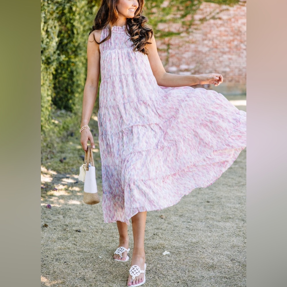 💕💐Pink Abstract Midi Dress💐💕